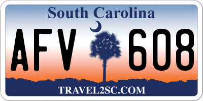 SC license plate AFV608