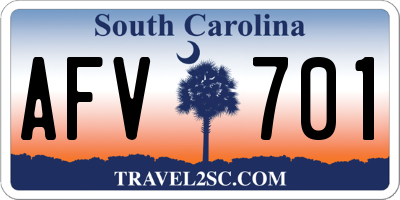 SC license plate AFV701