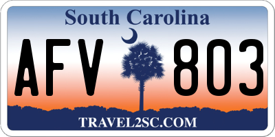 SC license plate AFV803