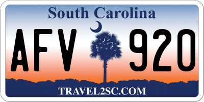 SC license plate AFV920