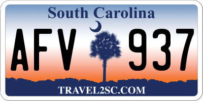 SC license plate AFV937
