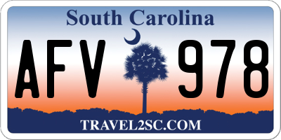 SC license plate AFV978