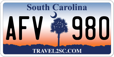 SC license plate AFV980