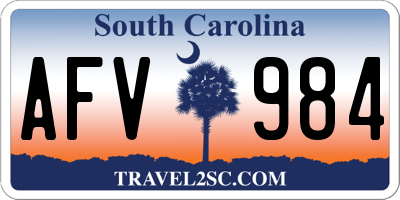 SC license plate AFV984