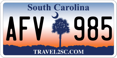 SC license plate AFV985