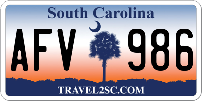 SC license plate AFV986