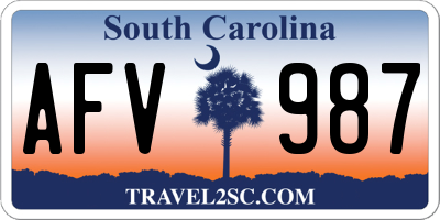 SC license plate AFV987