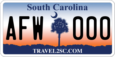 SC license plate AFW000
