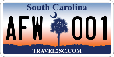 SC license plate AFW001