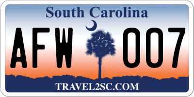 SC license plate AFW007