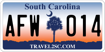 SC license plate AFW014