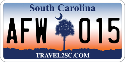 SC license plate AFW015