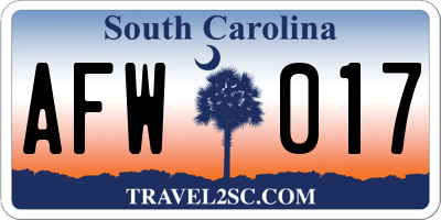 SC license plate AFW017