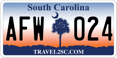 SC license plate AFW024