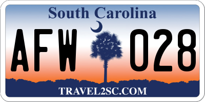SC license plate AFW028