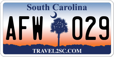 SC license plate AFW029