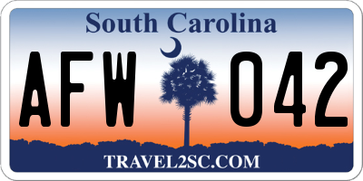 SC license plate AFW042