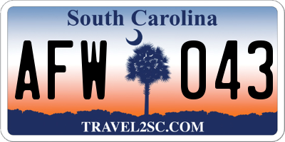 SC license plate AFW043