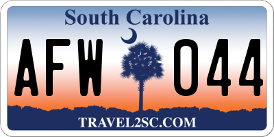 SC license plate AFW044
