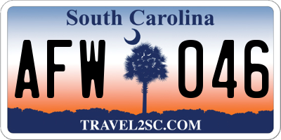 SC license plate AFW046