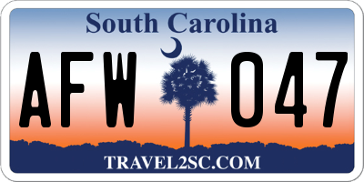 SC license plate AFW047