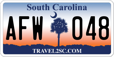 SC license plate AFW048