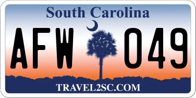 SC license plate AFW049