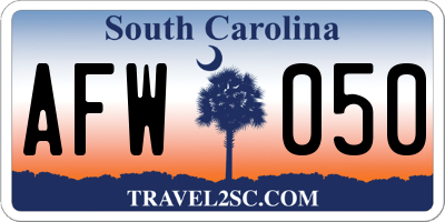 SC license plate AFW050
