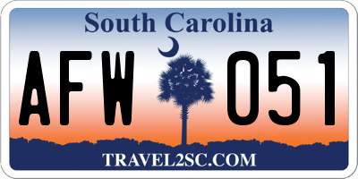 SC license plate AFW051