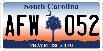 SC license plate AFW052