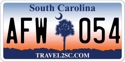 SC license plate AFW054
