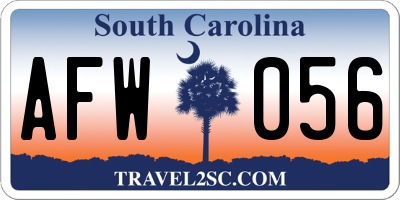 SC license plate AFW056