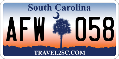 SC license plate AFW058