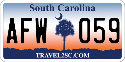 SC license plate AFW059