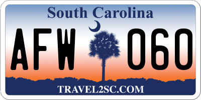 SC license plate AFW060