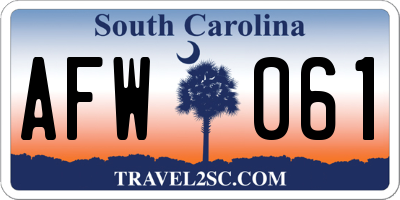 SC license plate AFW061