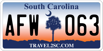 SC license plate AFW063