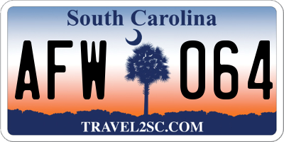 SC license plate AFW064