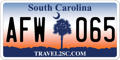 SC license plate AFW065