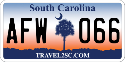 SC license plate AFW066