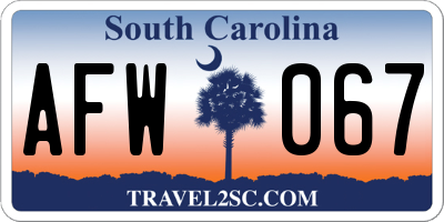 SC license plate AFW067