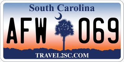 SC license plate AFW069