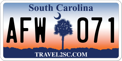 SC license plate AFW071