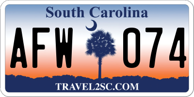 SC license plate AFW074