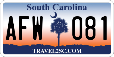 SC license plate AFW081