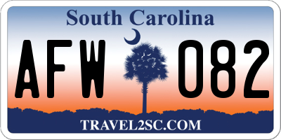SC license plate AFW082