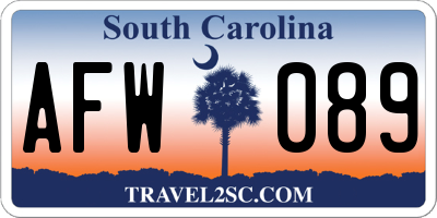 SC license plate AFW089
