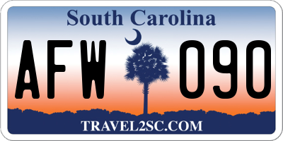 SC license plate AFW090