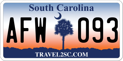 SC license plate AFW093