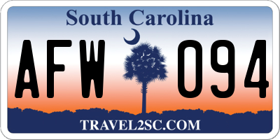 SC license plate AFW094